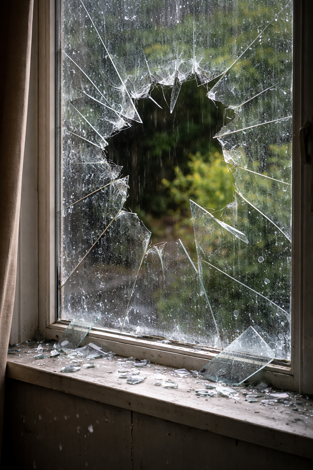 Vitre cassée (mise en sécurité)
